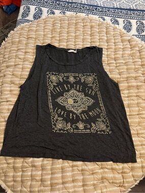 Live by the Sun Graphic Tank Top - Dark Gray